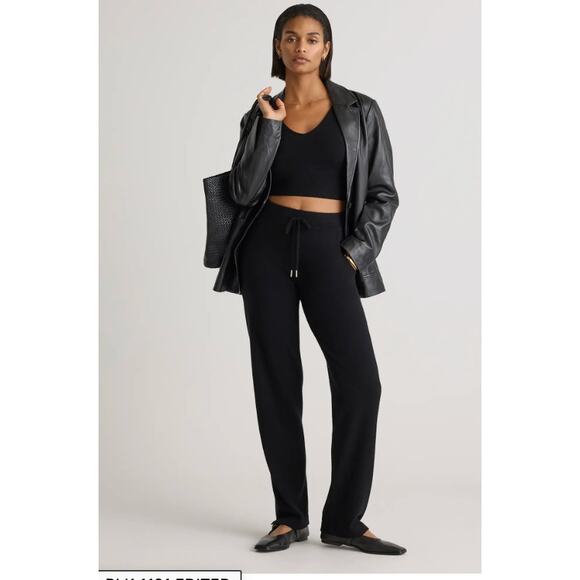 Quince Women's Mongolian Cashmere Straight Leg Pant in Black Size XL #83 - Picture 1 of 5